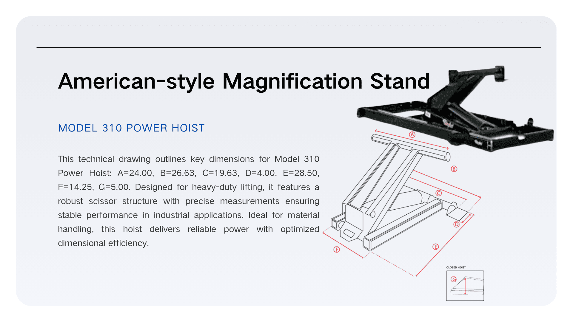 HCIC-310 American パワーホイスト – 北米商用車向けのカスタム油圧リフティング ソリューション